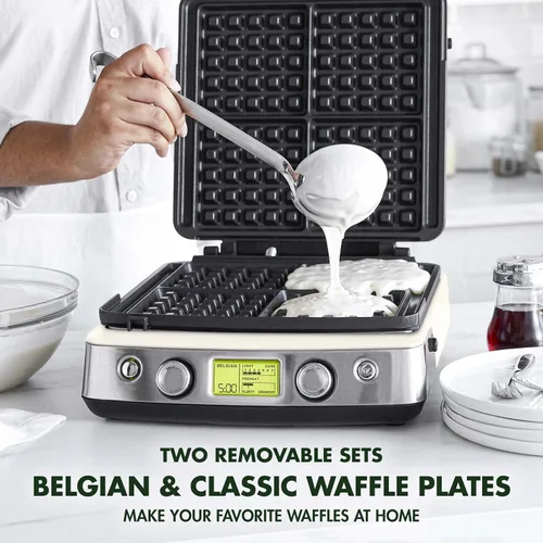 Miniatura 3 de GreenPan Elite Máquina para Hacer Waffles Belgas y Clásicos de 4 Cuadrados, Placas Antiadherentes de Cerámica Saludable Aptas para Lavavajillas