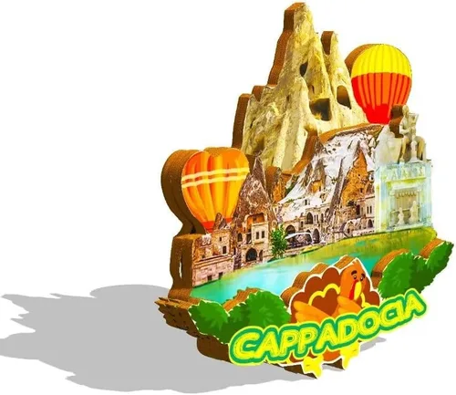 Miniatura 2 de Imán de Capadocia de Turquía para nevera de madera 3D, monumentos de viaje, coleccionables, recuerdos, decoración hecha a mano -322