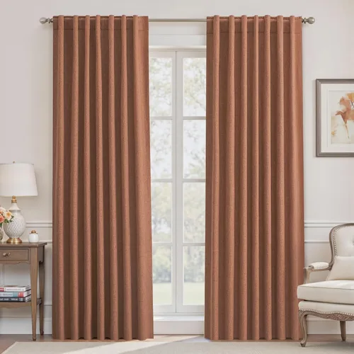 Miniatura 96 de UHITECH Cortinas cortas de lino de 24 pulgadas de largo para ventanas pequeñas de granja, cortinas opacas modernas para sala de estar, pestañas