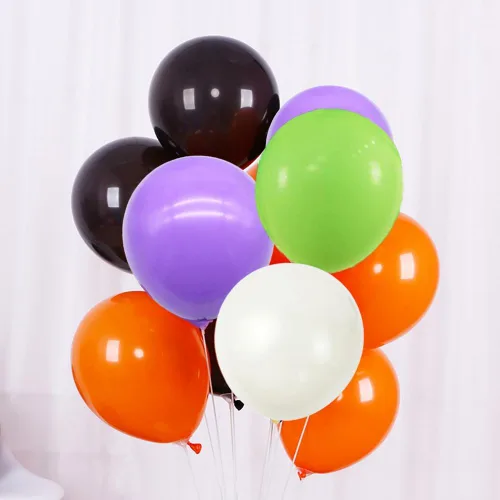 Miniatura 3 de Globos de Halloween con cinta, paquete de 100 globos de 12 pulgadas, negro, naranja, blanco, morado, verde, para decoraciones de fiesta de Halloween