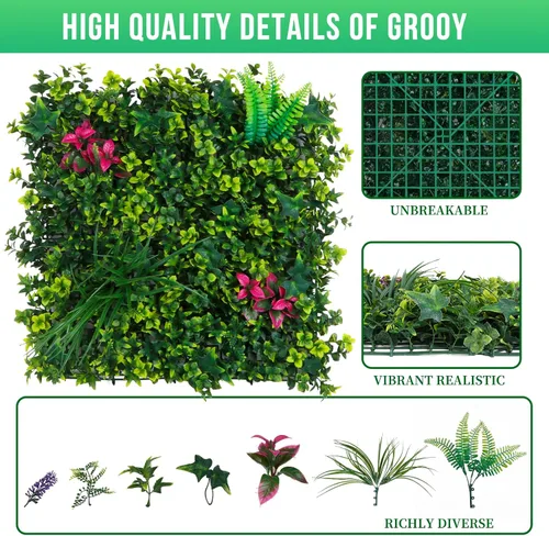 Miniatura 2 de Grooy Paneles Enrollables de Boj, Pared de Césped 20"x20" (6 PCS), Fondo de Césped, Pantalla de Privacidad, Decoración de Pared Verde Protegida