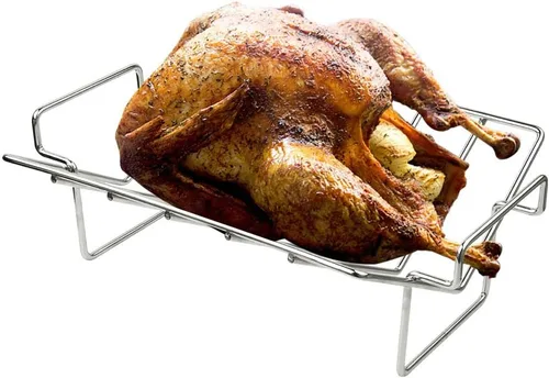 Miniatura 11 de Parrilla para costillas BBQ para ahumadores y parrillas, estante para asar 100% acero inoxidable 304 grado alimenticio, sostiene 7 costillares