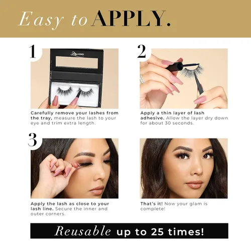 Miniatura 5 de Lilly Lashes Doha Pestañas de visón 3D, la Lilly Lash original para un aspecto esponjoso y natural, pestañas reutilizables hasta 25 veces, pestañas