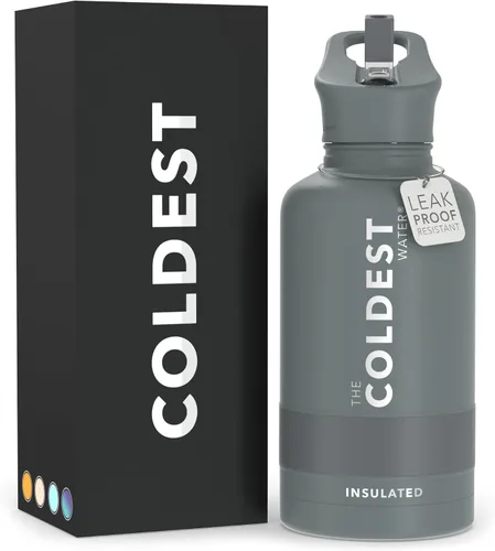 Miniatura 63 de Coldest - Botella para agua con tapa que incluye pajilla, térmica y metálica (acero inoxidable), para hombres y mujeres, color morado