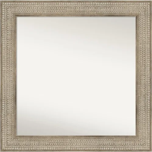 Miniatura 344 de Amanti Art Espejo de baño plateado para sobre fregadero, 26 x 26 pulgadas, espejo cuadrado de níquel pulido, marco de madera tradicional mediano, se