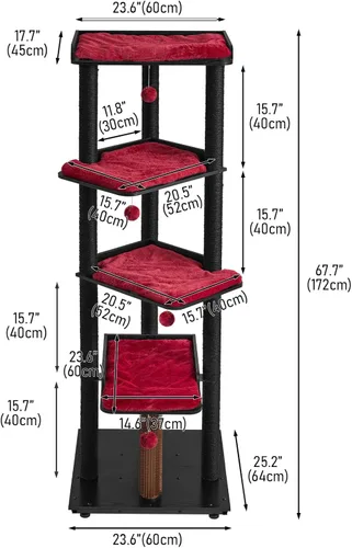 Miniatura 4 de FourFurPets Árbol para gatos resistente, árbol de gato de 67.7 pulgadas para gatos de interior grande y adulto, torre moderna para gatos grandes
