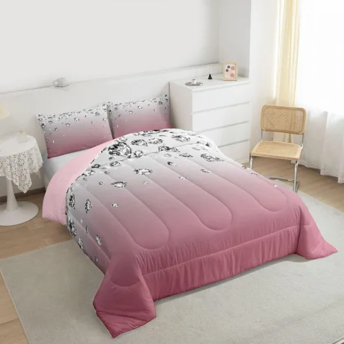 Miniatura 4 de Erosebridal Juego de edredón de color degradado morado, juego de ropa de cama de tamaño individual, moderno, abstracto, para adultos, mujeres