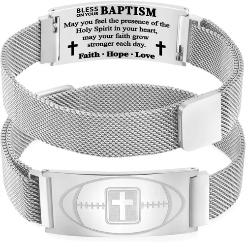 Miniatura 111 de Regalos de graduación, pulsera de fútbol, fútbol, baloncesto, béisbol, regalos de pulsera, pulseras de cruz de fe para hombres, bautismo, primera