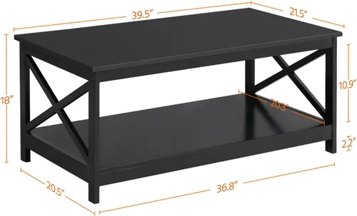 Miniatura 5 de Topeakmart X-Design - Juego de 3 mesas de sala de estar, con 1 mesa auxiliar y 2 mesas laterales para sofá, color negro