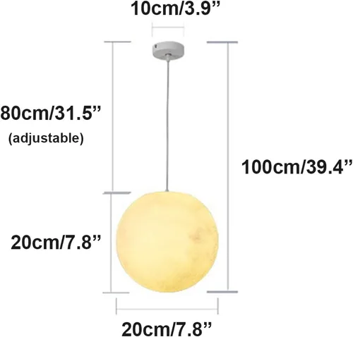 Miniatura 7 de Lámpara colgante de techo de luna, planeta creativo, luna, nórdico, lámpara colgante moderna de resina impermeable para exteriores, porche, jardín