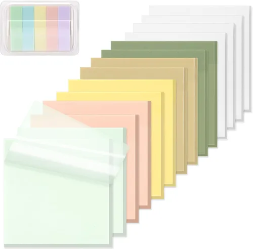 SYMDROMIA - Notas adhesivas transparentes, 3 x 3 pulgadas, notas adhesivas transparentes translúcidas con almohadillas adhesivas transparentes para