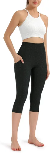 Miniatura 4 de ODODOS - Leggings tipo capri de mujer, no se traslucen y modelan el abdomen, con cintura alta y bolsillos para hacer yoga, atletismo, ejercicio