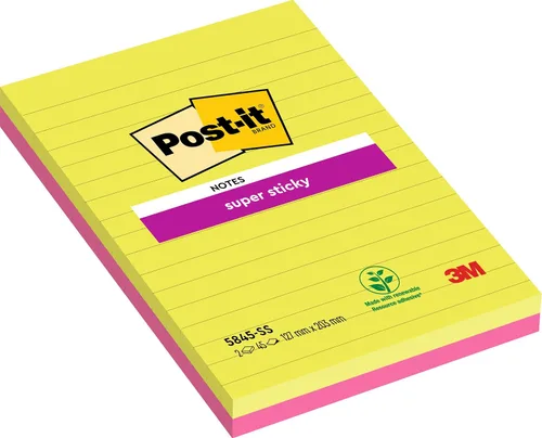 Miniatura 4 de Post-it Notas grandes superadhesivas, forradas, 1 bloc, 3.976 in x 3.976 in, 70 hojas – Notas extra adhesivas para paredes, monitores y nevera