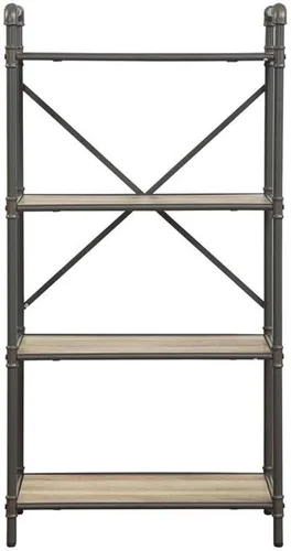 Miniatura 5 de Acme Itzel - Estantería rectangular de 4 niveles de madera en roble antiguo y gris arena