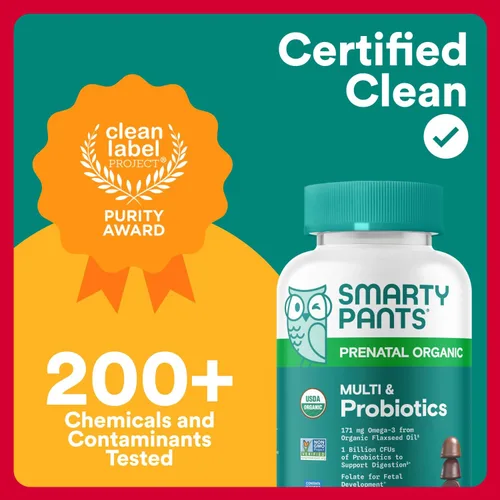 Miniatura 9 de SmartyPants Vitaminas prenatales orgánicas para mujeres, multivitamínicos: probióticos, biotina, metilfolato, omega3 (ALA), vitamina D3, C, vitamina