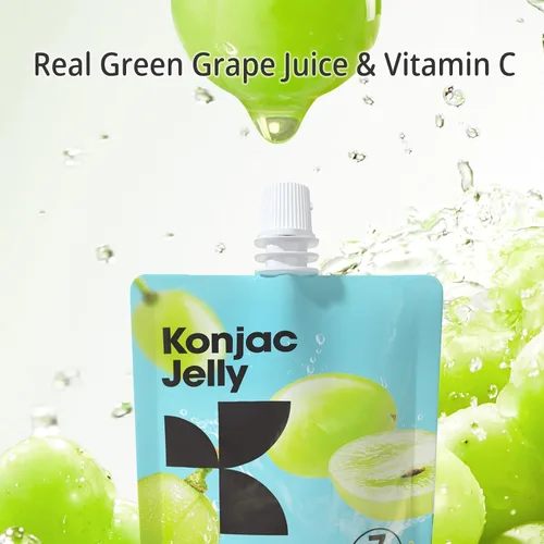 Miniatura 3 de Hethstia Konjac Jelly sabor a uva verde, 10 bolsas, gelatina de uva bebible con péptidos de colágeno, 7 Kcal, sin azúcar, sin gluten, keto, vegano