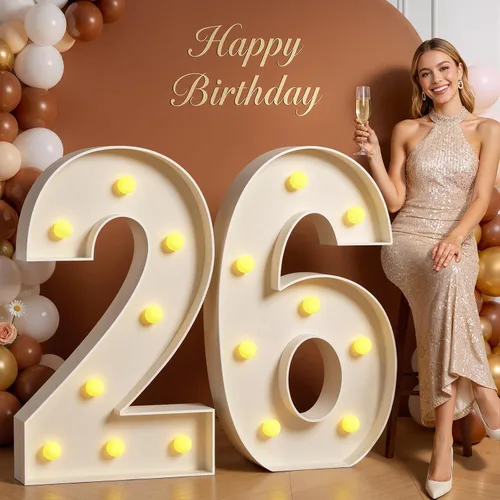 Miniatura 99 de Números de marquesina de 4 pies de alto, 4 pies de alto, números grandes iluminados 0 para 30, 40, 50, 60, decoración de fiesta de cumpleaños