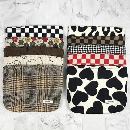 Miniatura 7 de Bolsa de maquillaje para mujeres, bolsa de cosméticos de pana con diseño estético, bolsa de mano para damas, estuche para lápices para niñas, lindo