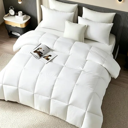 Miniatura 9 de Beautyrest Luxury Hotel Collection - Edredón de fibra de plumón de ganso blanco tamaño Queen, ultrasuave, 100% algodón, transpirable, relleno