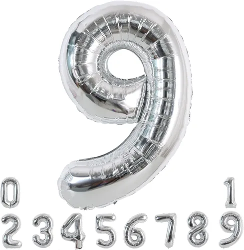 Miniatura 16 de TONIFUL Globos plateados de 40 pulgadas con números grandes del 0 al 9, número 8, globos digitales de aluminio de helio Mylar con números grandes