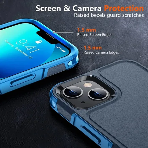 Miniatura 4 de SPIDERCASE Funda diseñada para iPhone 13, protección contra caídas de grado militar de 10 pies, con 2 protectores de pantalla de vidrio templado