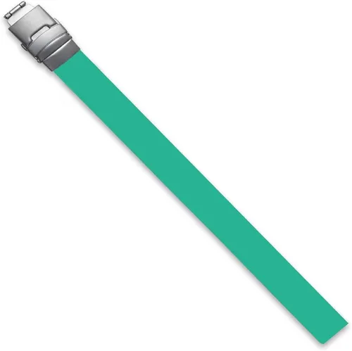 Miniatura 5 de 1 unidad. de 50 pulseras de identificación de silicona, placa de grabado de 1.378in y cierre de acero inoxidable. (Verde)
