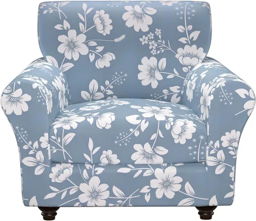 Miniatura 51 de Fundas elásticas para silla, fundas elásticas para sillón de 2 piezas, fundas de sofá lavables con diseño floral para sillón, protector de muebles