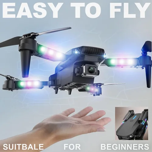 Miniatura 3 de Drone con cámara 1080P HD, drones mini plegables FPV con luces LED para adultos, niños y principiantes, juguetes y regalos, cuadricóptero RC