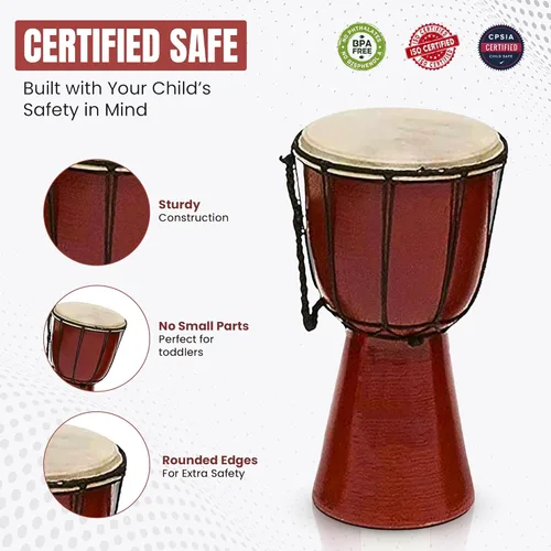 Miniatura 7 de Tambores Djembe Drum Djembe es un tambor de copa cubierto de piel de cabra con cuerda, tocado por manos estilo África occidental (4x8) Diseñado