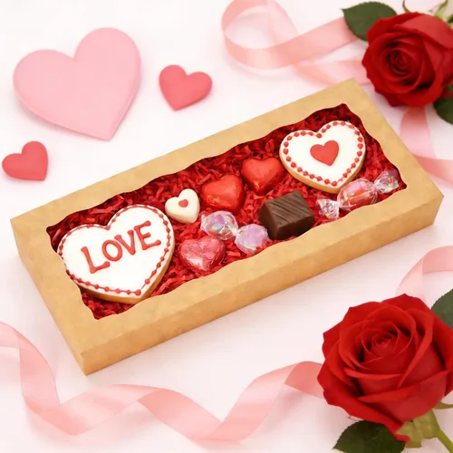 Miniatura 2 de 5 cajas para galletas de 12 x 5 x 1.5 pulgadas, cajas de panadería con ventana, caja para fresas cubiertas de chocolate para Navidad, San Valentín