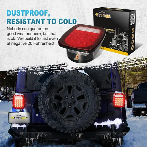 Miniatura 7 de Partsam Par de 38 LED Luces de cola universales de freno de giro de parada de licencia de respaldo para Wrangler YJ TJ CJ Camión Remolque Barco RV