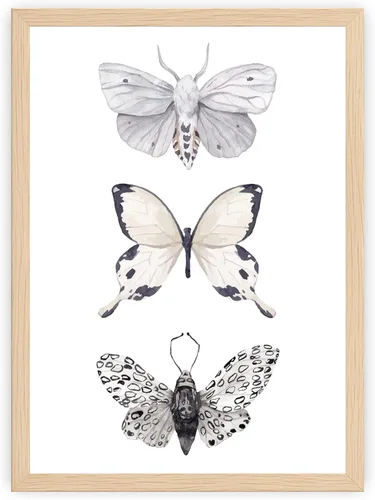 Arte de pared de mariposas - Decoración de mariposas blancas y negras - Impresión artística de acuarela - 11 x 14 - Póster sin marco