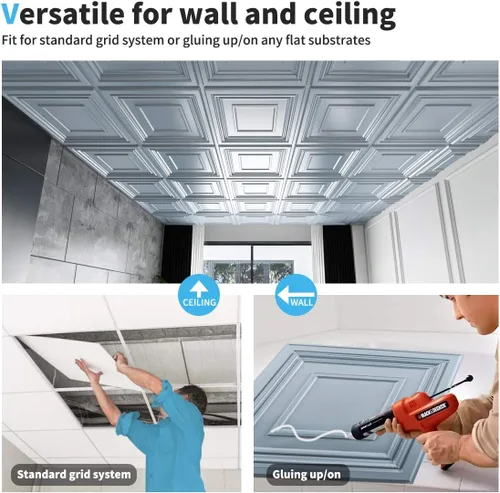 Miniatura 21 de Art3d Panel de Pared de Diamante 3D de PVC Dentado a Juego-Negro Mate, para Decoración Interior Residencial y Comercial Diamante mate negro