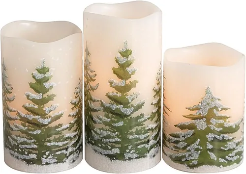 Miniatura 8 de Eldnacele Árbol Verde Decoración Navideña Velas Sin Llama Parpadeantes con Temporizadores Diarios Automáticos, Velas LED Operadas con Pilas, Cera