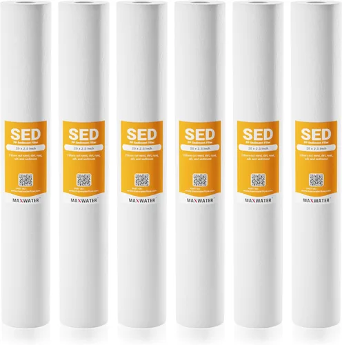 Max Water Slim Blue SDC-25-2005 P5-20 - Cartucho de repuesto para filtro de agua de sedimentos de polipropileno fundido de 20 pulgadas x 2.5