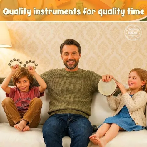 Miniatura 7 de Stoie's Instrumentos musicales de madera para niños pequeños con tambor, campanas de mano, flauta, maracas, castañuelas, panderetas, para bebés