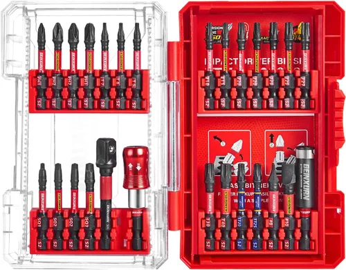 Miniatura 12 de Geinxurn Caja de almacenamiento roja de 1 pieza, caja de piezas pequeñas con divisor desmontable, caja de juego de brocas de destornillador