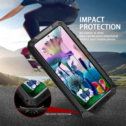 Miniatura 8 de Simicoo Funda de silicona compatible con Samsung S23 Ultra Metal Bumper con soporte protector de pantalla integrado Gorilla Glass híbrido militar a