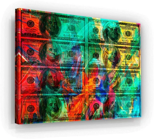 Miniatura 11 de Letrero de neón motivacional de billetes de 100 dólares, arte de pared, decoración de oficina, motivación empresarial, obra de arte de dinero