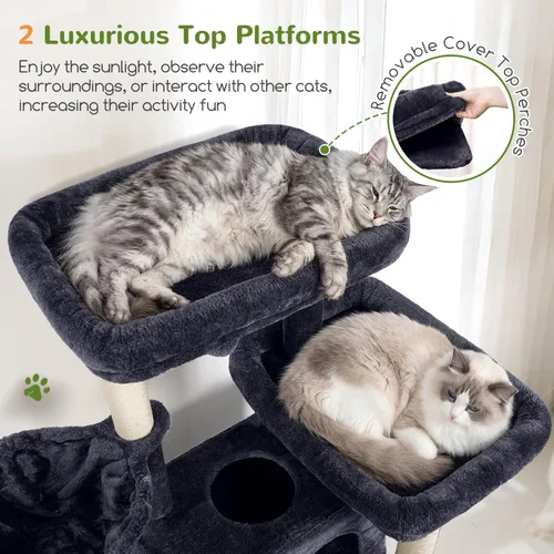 Miniatura 3 de Globlazer Árbol grande para gatos, torre de escalada para gatos de 72 pulgadas de alto para gatos adultos grandes, muebles de varios niveles con 2