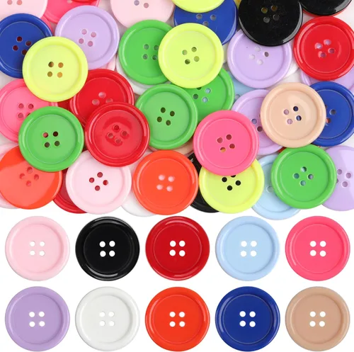 Miniatura 10 de YAKA 50 botones de resina de costura negros de 1 1/4 pulgadas, forma redonda, 4 agujeros, botón para coser álbumes de recortes y manualidades