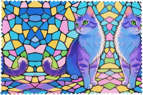 Miniatura 8 de Rectangular Placemats Set of 4, Heat Resistant Cat Printed Kitchen Dining Table Mats