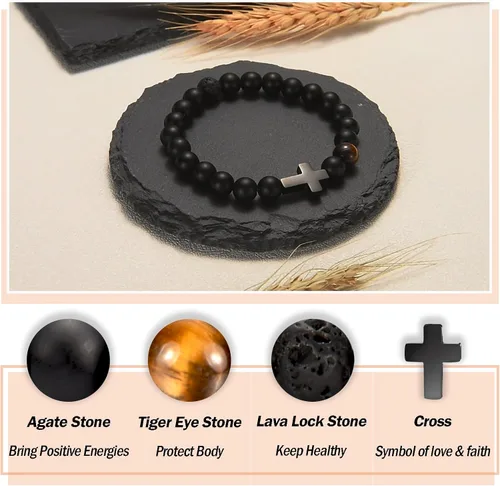 Miniatura 3 de Pulsera de cruz para hombre, adolescente, niños, regalos para papá, marido, padrino, hijo, nieto, sobrino, aniversario, cumpleaños, Navidad