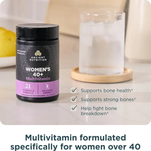 Miniatura 5 de Ancient Nutrition Multivitamin para mujeres 40, multivitamínico y apoyo inmunológico con vitamina D y C, 20 vitaminas y minerales, apoyo