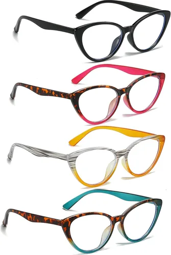 Miniatura 3 de Gafas de lectura para mujer, paquete de 4 lectores elegantes, gafas de lectura de moda para mujer, colores brillantes