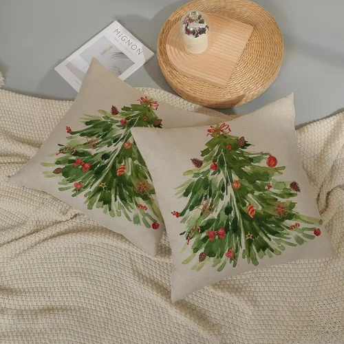 Miniatura 5 de AGAYNA Juego de 2 fundas de almohada decorativas con diseño de acuarela verde salvia para árbol de Navidad de 16 x 16 pulgadas, para sofá, invierno