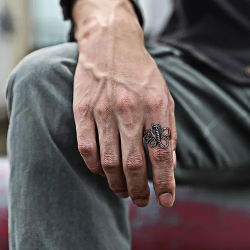 Miniatura 5 de FIBO STEEL 1 anillo de serpiente gótico vintage para hombre Eboy