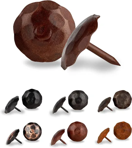 Miniatura 12 de Paquete de 25 clavos decorativos de 1,25 pulgadas de cabeza redonda grande – oxidados – sujetadores rústicos redondos hechos a mano para persiana