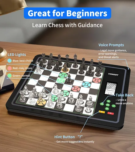 Miniatura 2 de Tablero de Ajedrez Electrónico L6 con Luces LED, Juego de Ajedrez de Computadora con Visualización de Posición de Piezas, Juego de Ajedrez