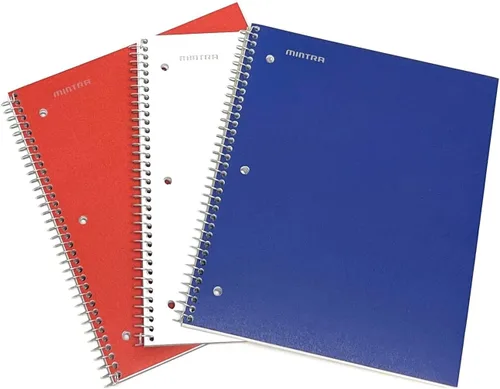 Miniatura 16 de Mintra Office Cuadernos de espiral duraderos, 1 materia, (rosa primavera, amarillo sol, hielo ártico, rayas anchas, paquete de 3)